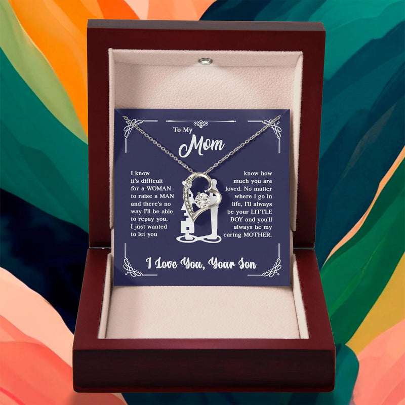 To My Mom Necklace from Son for Mother'S Day Gifts. from Son to Mom Jewelry with Message Card and Gift Box. Sentimental Birthday, Christmas Gifts Pendant